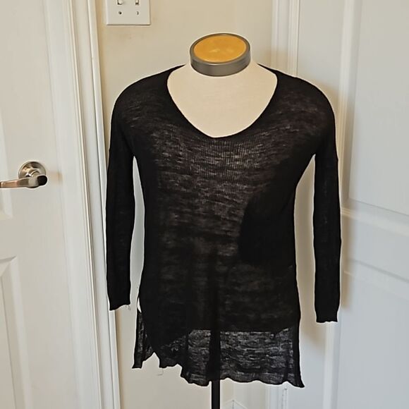Sweet Baby Gal Women's Knitted Sheer Long Sleeves Top S/M Black - Picture 2 of 16